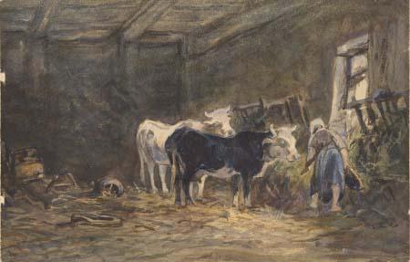 unknow artist In a barn. oil painting picture